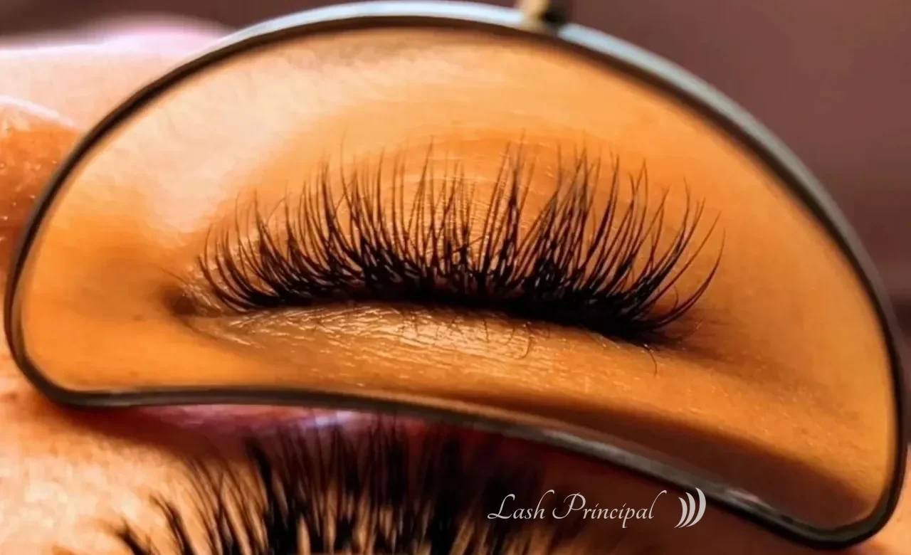 Full classic lash set by Elena, seen in a lash mirror, Lash Principal Cary NC